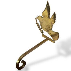 Christmas Stocking Holder Holiday Dove Heavy Solid Brass Christmas Mantle Decor